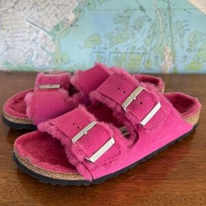 Birkenstock Arizona Shearling Sandal Pink Suede/Shearling–Women’s 39 (US 8–8.5)
